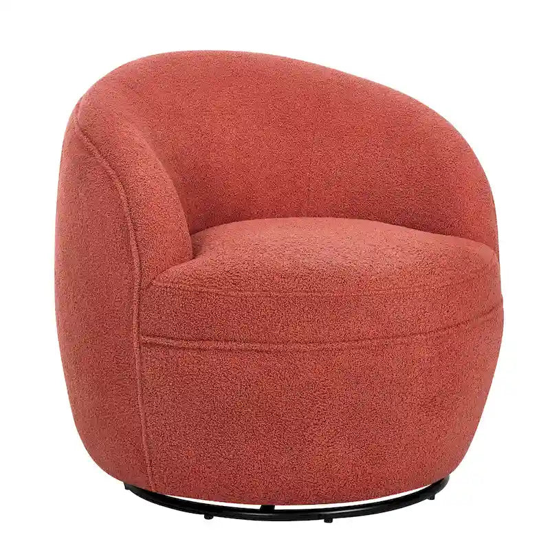 Roundhill Furniture Galleria 360 Swivel Teddy Sherpa Fabric Barrel Chair