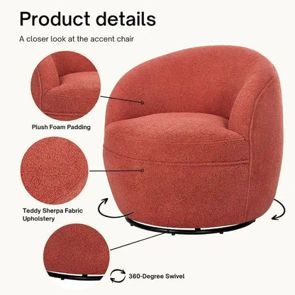 Roundhill Furniture Galleria 360 Swivel Teddy Sherpa Fabric Barrel Chair