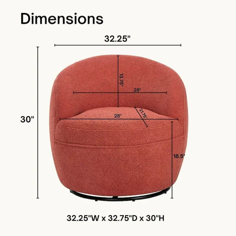 Roundhill Furniture Galleria 360 Swivel Teddy Sherpa Fabric Barrel Chair