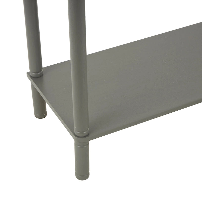 Wood Handmade 2 Drawer Console Table with Black Handle and Ribbed Front - Gray - Roche River Decor