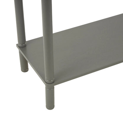 Wood Handmade 2 Drawer Console Table with Black Handle and Ribbed Front - Gray - Roche River Decor