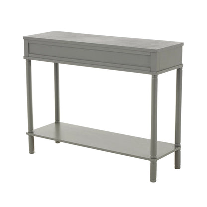 Wood Handmade 2 Drawer Console Table with Black Handle and Ribbed Front - Gray - Roche River Decor
