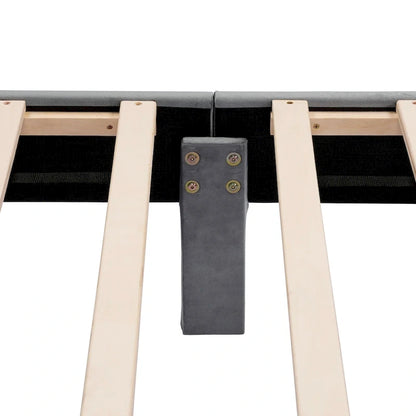 Furniture of America Alyssa Modern Velvet Upholstered Platform Bed with Channel Headboard and Wooden Slats