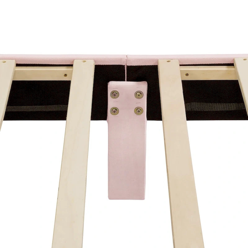 Furniture of America Alyssa Modern Velvet Upholstered Platform Bed with Channel Headboard and Wooden Slats