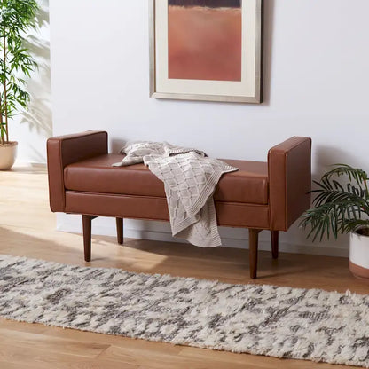 SAFAVIEH Rosalee Mid-Century Modern 25-inch Bench - 49 W x 18 L x 25 H - 49Wx18Dx25H