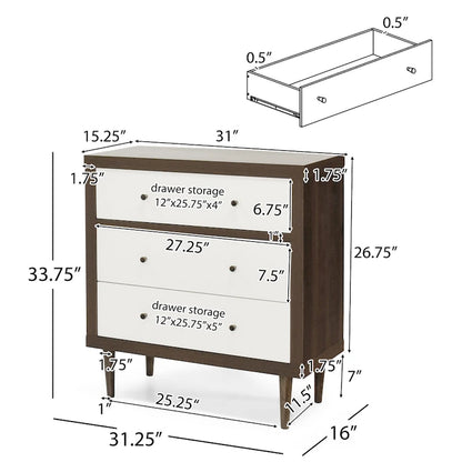 Nystrom Mid Century Modern 3 Drawer Chest by Christopher Knight Home