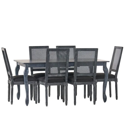 Regan Wood and Cane Upholstered Expandable 7 Piece Dining Set by Christopher Knight Home