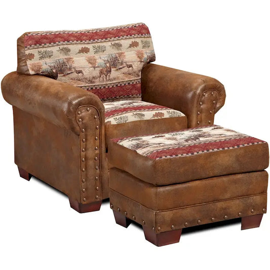 Brown Tapestry Deer Valley Lodge Ottoman
