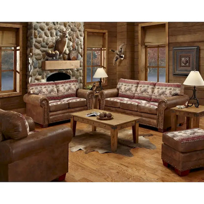 Brown Tapestry Deer Valley Lodge Ottoman