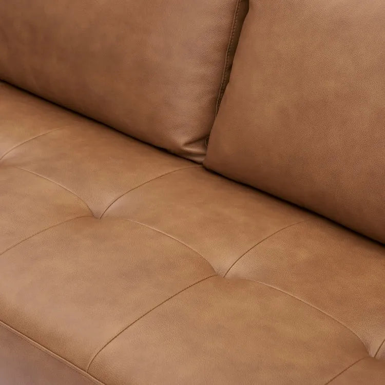 Genuine Mid-Century Leather Sofa Couch for Living Room Luxury Couch Sofa Furniture for Home Office Bedroom