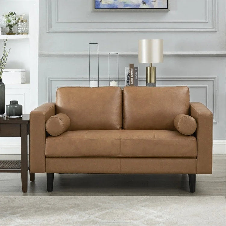 Genuine Mid-Century Leather Sofa Couch for Living Room Luxury Couch Sofa Furniture for Home Office Bedroom