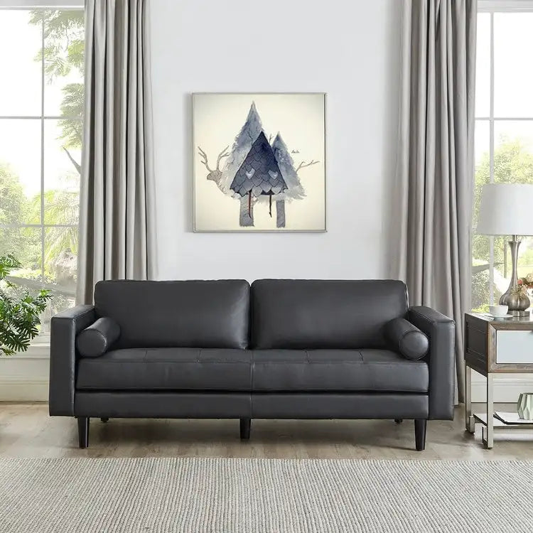 Genuine Mid-Century Leather Sofa Couch for Living Room Luxury Couch Sofa Furniture for Home Office Bedroom