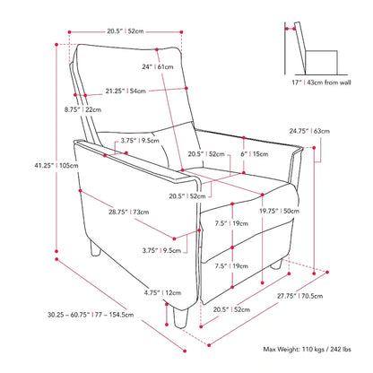 High-Leg Manual Recliner with Footrest