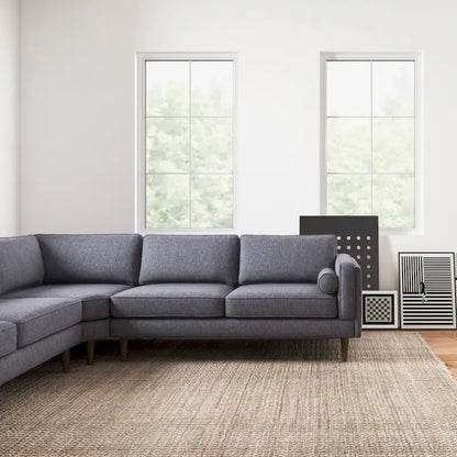 Flavia Mid Century Modern Pillow Back Symmetrical Corner Sofa