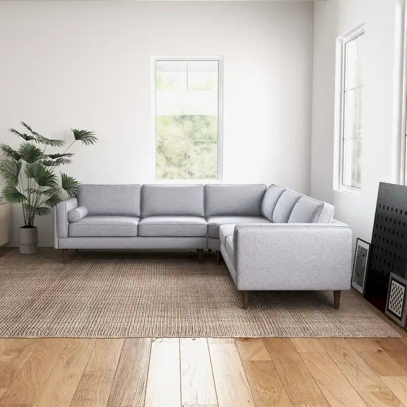 Flavia Mid Century Modern Pillow Back Symmetrical Corner Sofa