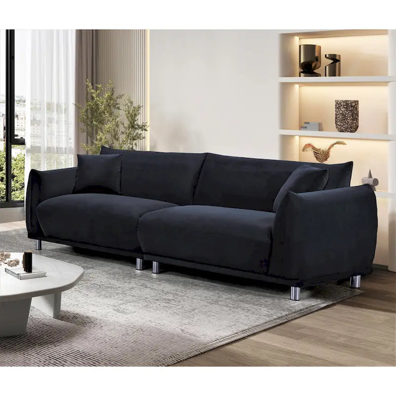 US Pride Furniture 88.2W Metal Legs Velvet Fabirc Sofa