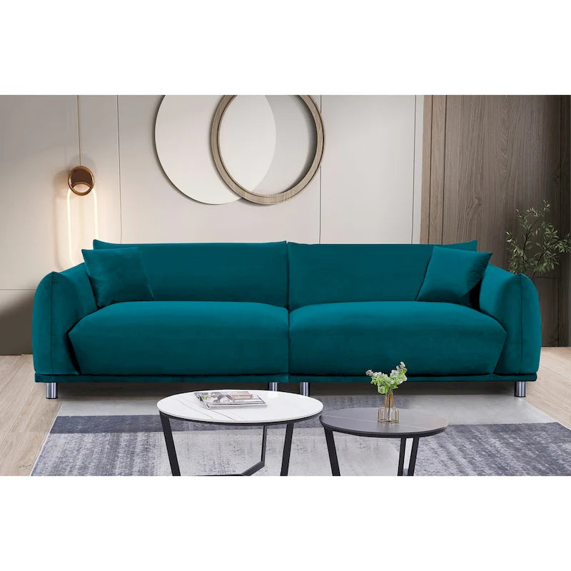 US Pride Furniture 88.2W Metal Legs Velvet Fabirc Sofa
