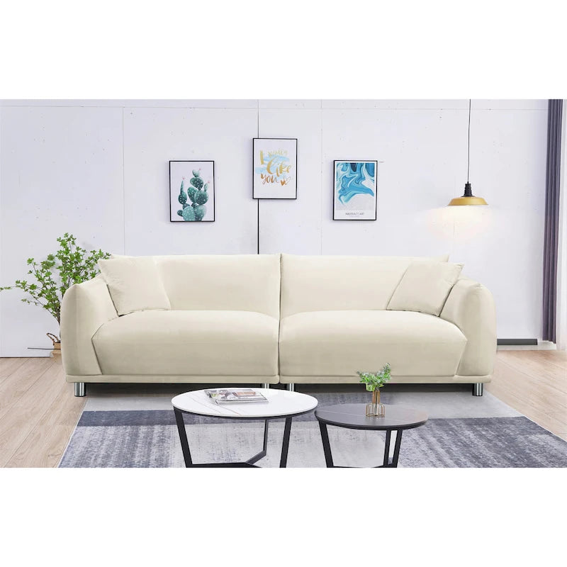 US Pride Furniture 88.2W Metal Legs Velvet Fabirc Sofa