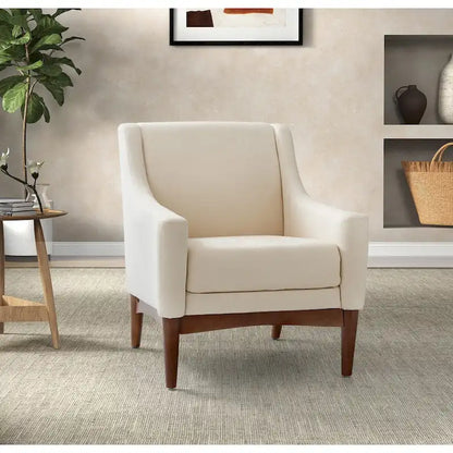 Francis Mid-century Modern Upholstered Armchair with Sloped Arms and Solid Wood Legs by HULALA HOME