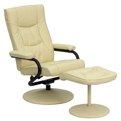 Contemporary Multi-Position Recliner and Ottoman with Wrapped Base