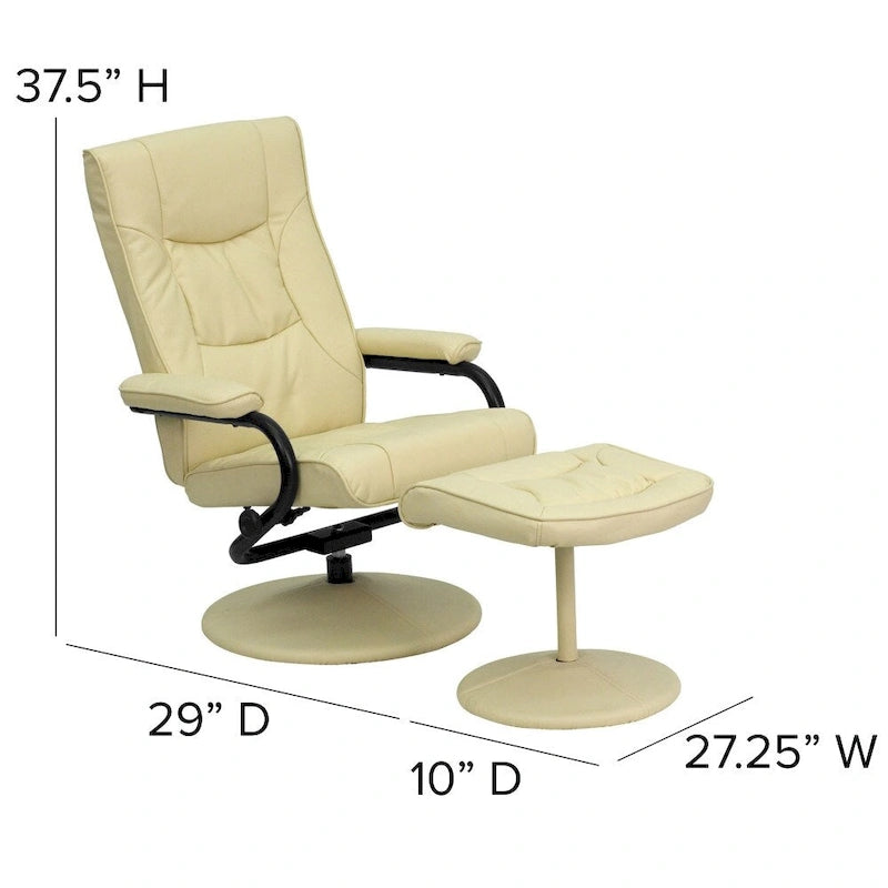 Contemporary Multi-Position Recliner and Ottoman with Wrapped Base
