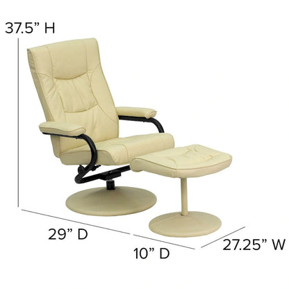 Contemporary Multi-Position Recliner and Ottoman with Wrapped Base