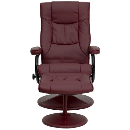 Contemporary Multi-Position Recliner and Ottoman with Wrapped Base