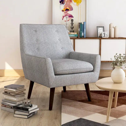 Valla Modern Wood Button Tufted Flared Arms Accent Chair by Carson Carrington