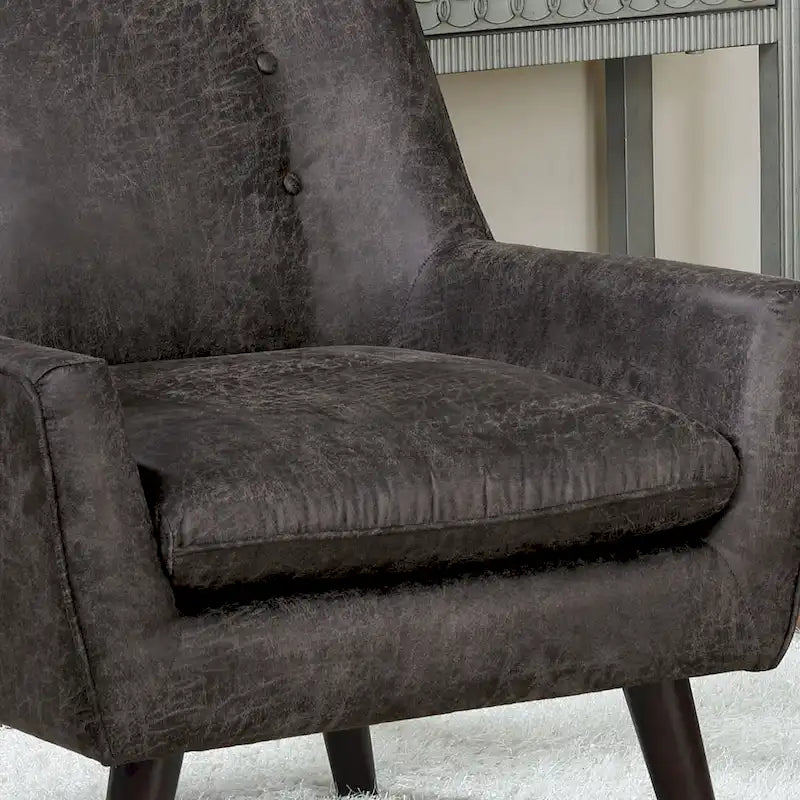 Valla Modern Wood Button Tufted Flared Arms Accent Chair by Carson Carrington