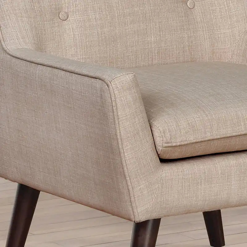 Valla Modern Wood Button Tufted Flared Arms Accent Chair by Carson Carrington