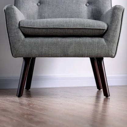 Valla Modern Wood Button Tufted Flared Arms Accent Chair by Carson Carrington