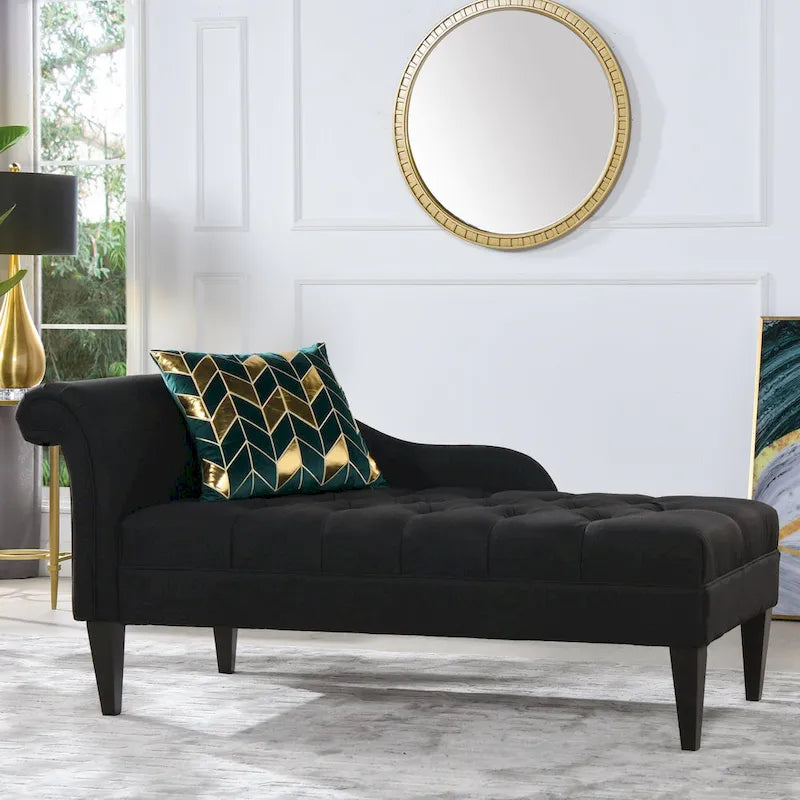 Harrison 64 Mid-Century Tufted Rolled-Arm Chaise Lounge