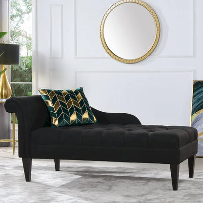 Harrison 64 Mid-Century Tufted Rolled-Arm Chaise Lounge