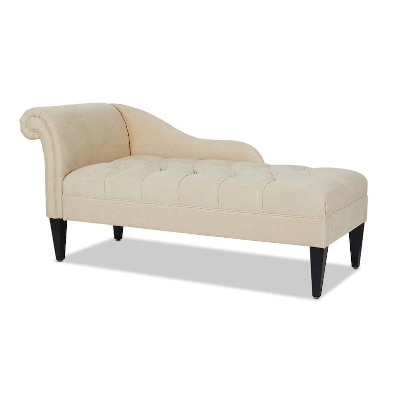 Harrison 64 Mid-Century Tufted Rolled-Arm Chaise Lounge