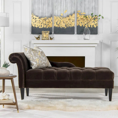 Harrison 64 Mid-Century Tufted Rolled-Arm Chaise Lounge