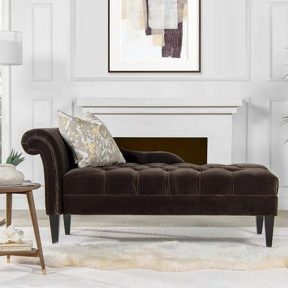 Harrison 64 Mid-Century Tufted Rolled-Arm Chaise Lounge