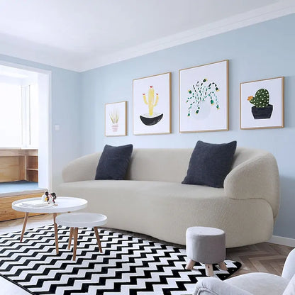 86.61in 3 Seater Modern Curved Upholstered Fabric Sofa Courch