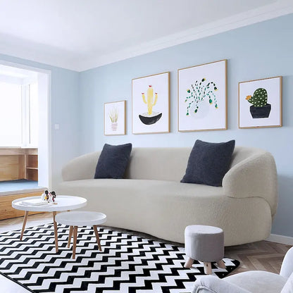 86.61in 3 Seater Modern Curved Upholstered Fabric Sofa Courch