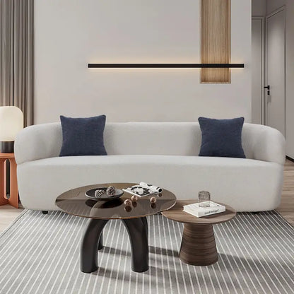 86.61in 3 Seater Modern Curved Upholstered Fabric Sofa Courch