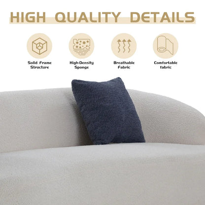 86.61in 3 Seater Modern Curved Upholstered Fabric Sofa Courch