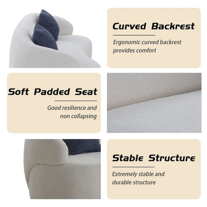 86.61in 3 Seater Modern Curved Upholstered Fabric Sofa Courch