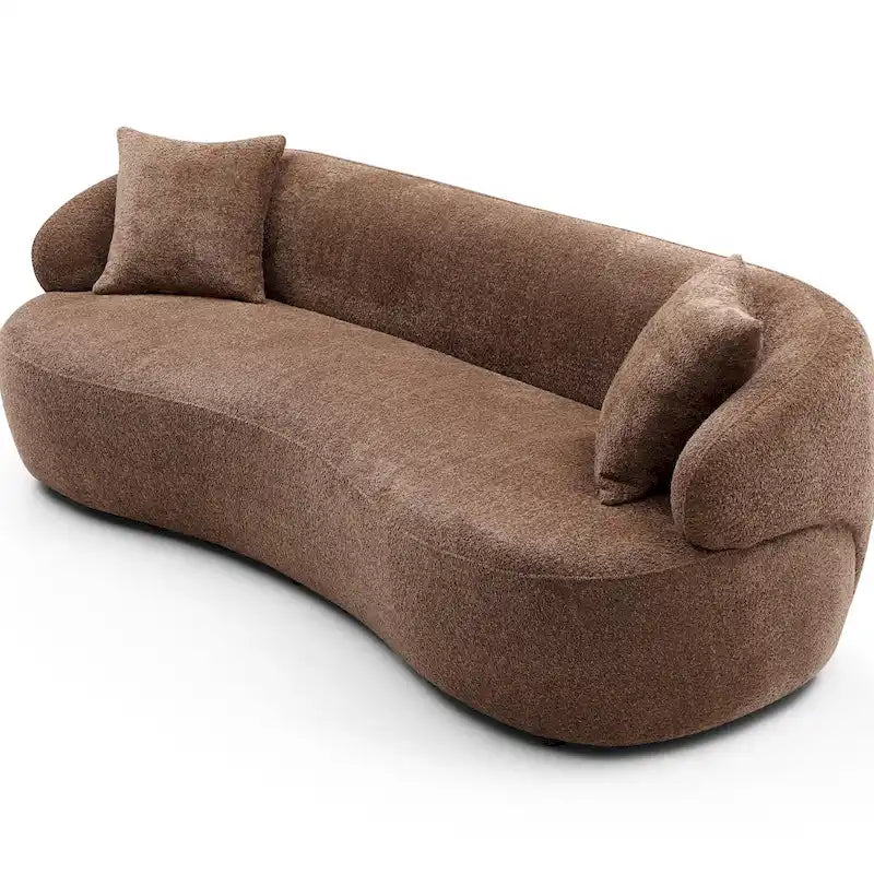 86.61in 3 Seater Modern Curved Upholstered Fabric Sofa Courch