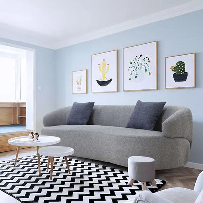 86.61in 3 Seater Modern Curved Upholstered Fabric Sofa Courch