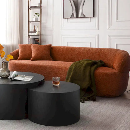 86.61in 3 Seater Modern Curved Upholstered Fabric Sofa Courch