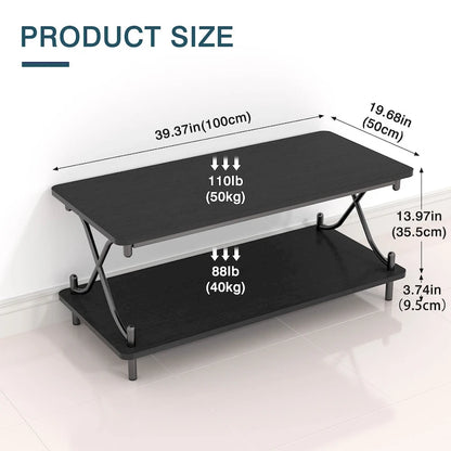 Javlergo Modern 3 Piece Coffee Table Set for Living Room Include Wood Coffee Table and End Table Set of 2