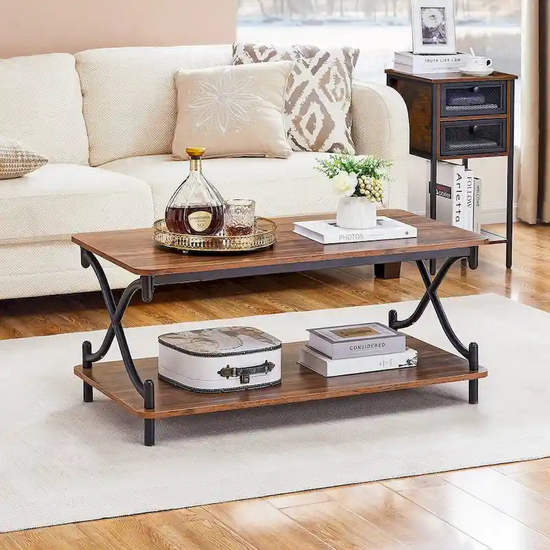 Javlergo Modern 3 Piece Coffee Table Set for Living Room Include Wood Coffee Table and End Table Set of 2