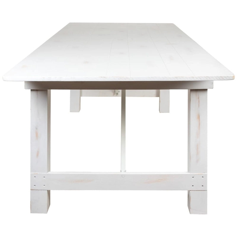 Solid Pine Folding Farm Table Set with 6 Benches