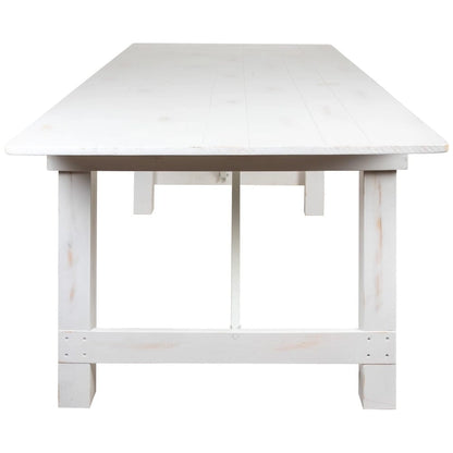 Solid Pine Folding Farm Table Set with 6 Benches