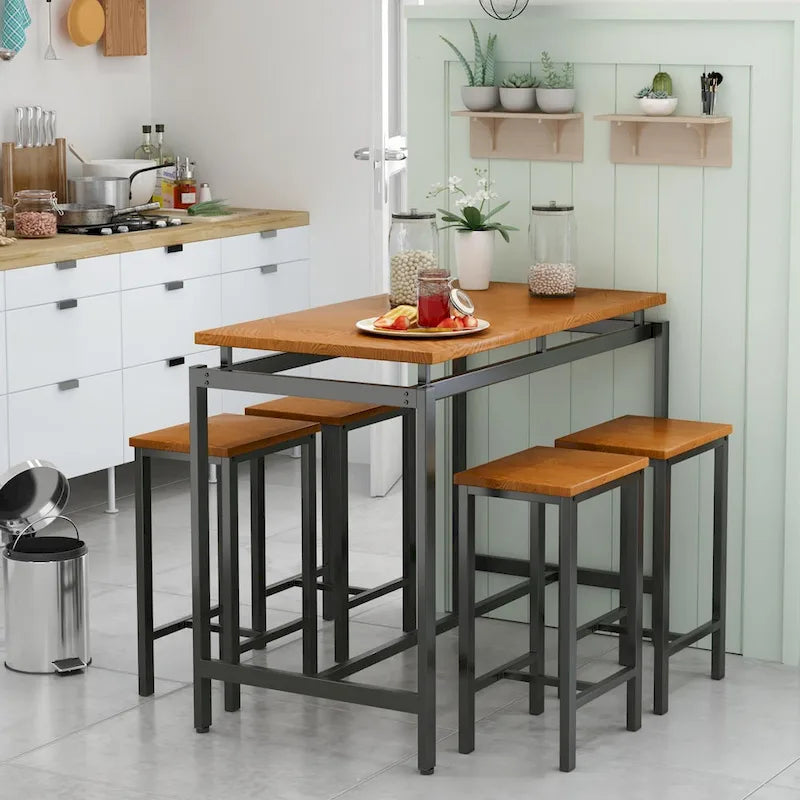 Mieres Modern Farmhouse Counter Height Pub 5-piece Dining Set