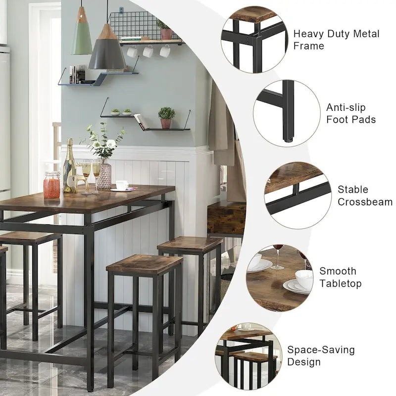 Mieres Modern Farmhouse Counter Height Pub 5-piece Dining Set